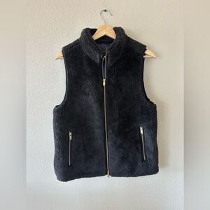 J Crew Black Plush Sherpa Fleece Excursion Vest Size M